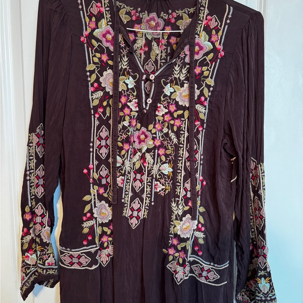 Embroidered Floral Boho Tunic